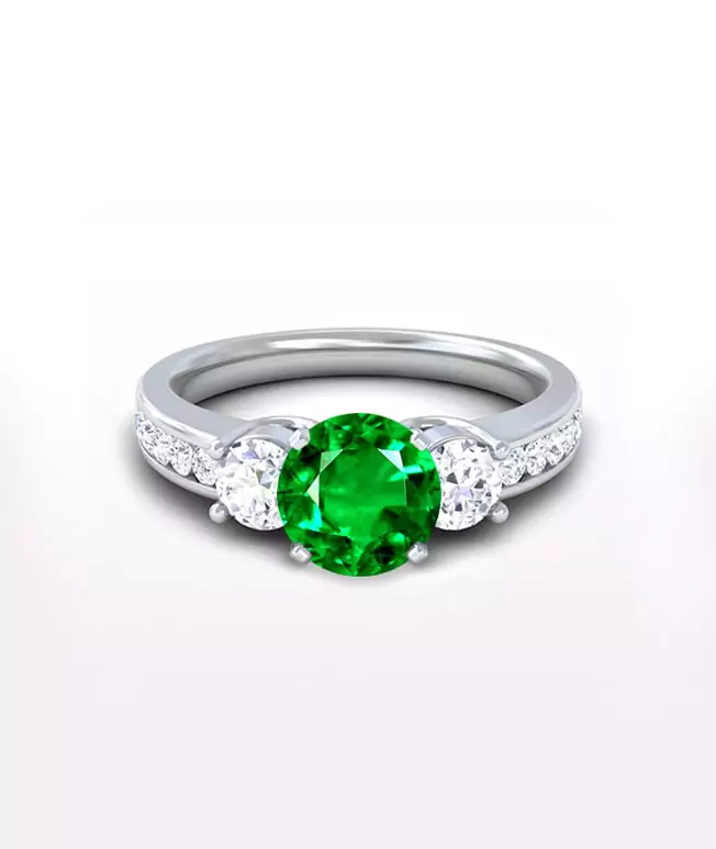 Emerald Side Stone Ring